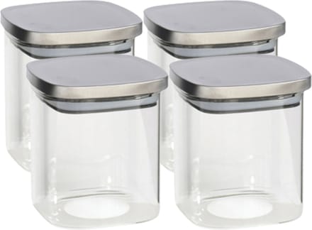 Gerim - Voedsel/etenswaren 4x voorraadpotten 800 ml glas en RVS deksel