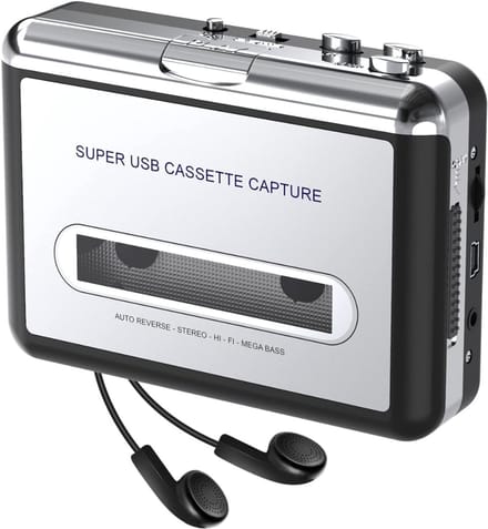 Cassette Speler - Walkman -Metallic zilver met zwarte bekleding