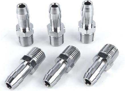 6 X Slangnippel 8 mm 1/4" Uitwendig Draad