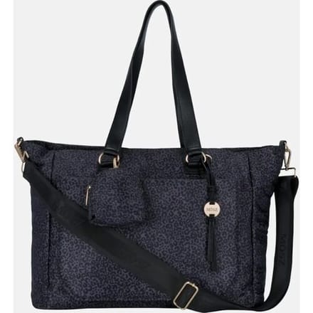MŌSZ Zwarte luiertas met verschoonmatje panterprint / verzorgingstas / mombag