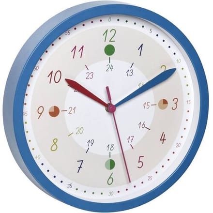 TFA Dostmann 60.3058.06.90 - Wandklok - Kinderen - "TICK & TACK" - Glas - Kunststof - Blauw - Wit - Multikleur
