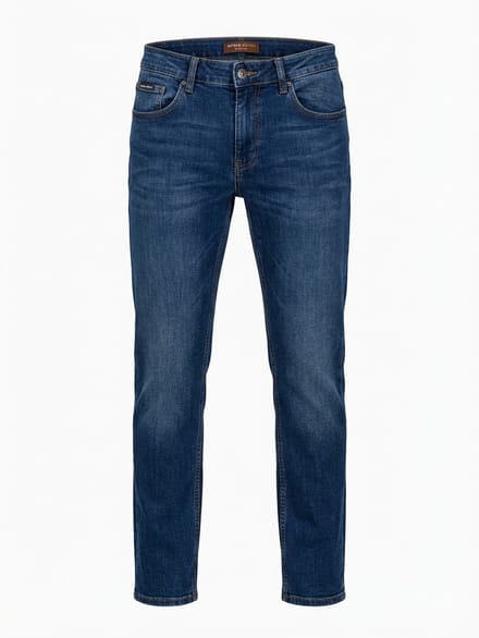 OMBRE Broek - Slim Fit - Katoen - Rits Blauw S