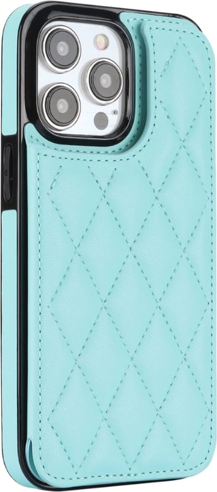 Hoesje geschikt voor iPhone 16 Plus - Backcover - Pasjeshouder - Kunstleer - Turquoise