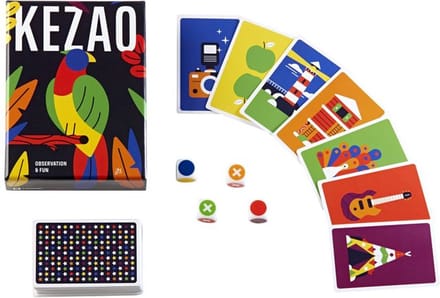 Geronimo Games kaartspel Kezao kleurrijk snelheidsspel voor kinderen.
