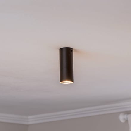 EMIBIG LIGHTING Plafondspot Tecno 1S, staal, GU10, hoogte 15 cm, zwart