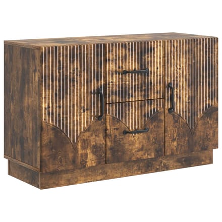 vidaXL - Dressoir - met - lade - Gerookt - eiken - 89 - x - 34,5 - x - 57 - cm - Bewerkt - hout