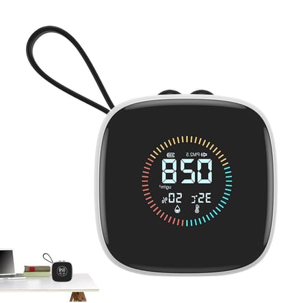Luchtkwaliteitsmonitor - Luchtmeter - Milieu Controleren - Draagbare Sensor - 7 x 7 x 3.2 cm - Wit