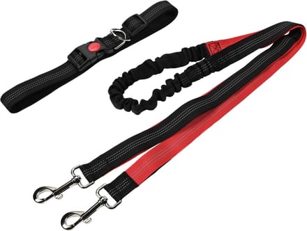 Benson Handsfree hondenriem - reflecterend - verstelbare tailleband - rood/zwart