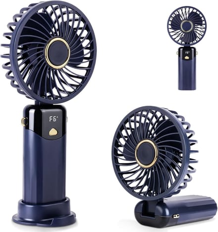 Handventilator - Mini Ventilator - Kleine USB-ventilator - Draagbare mini-ventilator - Oplaadbare batterij - 4000 mAh - Digitaal beeld - 5 Standen - Ventilator - Nek Ventilator usb oplaadbaar - Wit
