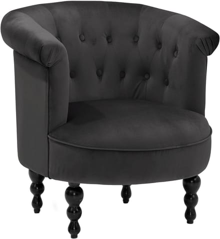 Bastian- Fauteuil met houten poten in fluweelgrijs