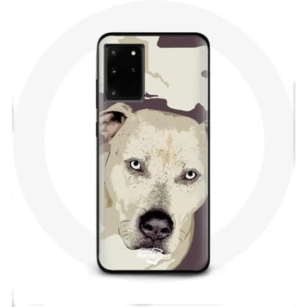 Hoesje voor Samsung Galaxy S11 PLUS Wit Pitbull Dog tekening
