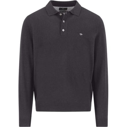 Fynch-Hatton Trui Polo Pullover Merino Cashmere Charcoal / male