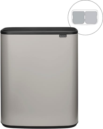 Brabantia Bo Touch Bin Prullenbak - 2 x 30 liter - Afvalscheiding - Soft Grey