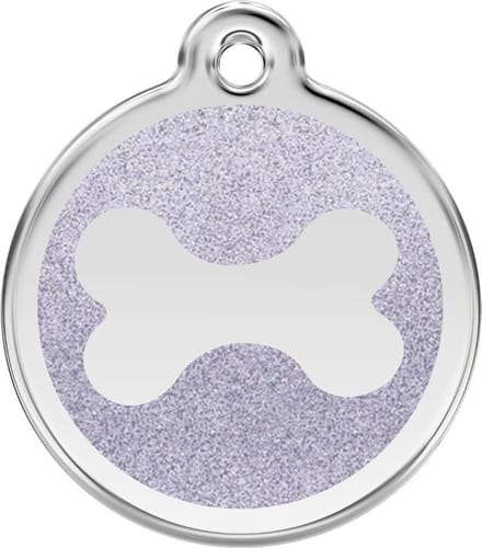 Red Dingo hondenpenning 38 mm bot glitter zilverkleurig