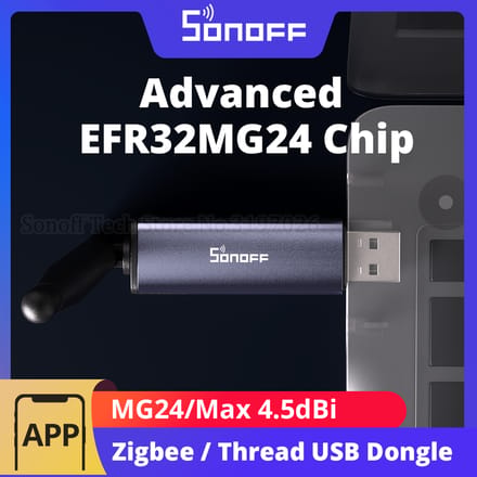 SONOFF Dongle Plus MG24 Zigbee Gateway Thread USB Dongle EFR32MG24 Chip Max 4.5dBi High-Gain Antenne Aluminium Werkt met Zigbee2MQTT Home Assistant