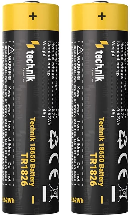 Technik oplaadbare Lithium Batterij - Li-ion - 18650 / TR1826 - 2600mAh - 3.7V - 2 stuks
