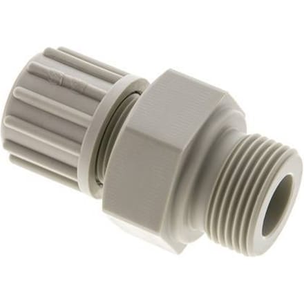 16x10mm & G3/4'' PP Rechte Knelfitting Buitendraad 10bar Kunststof en Polyamide