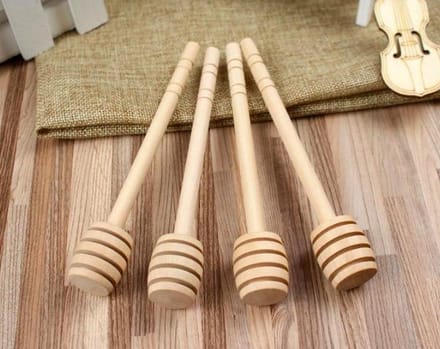 4 x Houten honinglepel - 15 cm