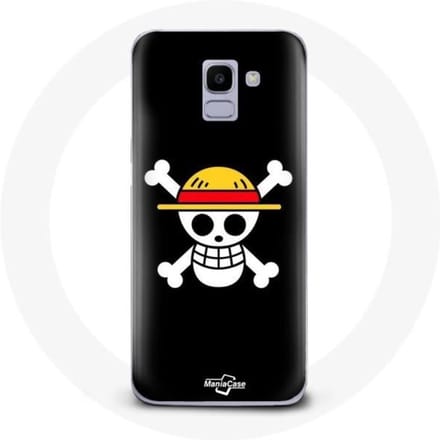 Case voor Samsung Galaxy A8 2018 One Piece Manga Skull Zwarte Achtergrond