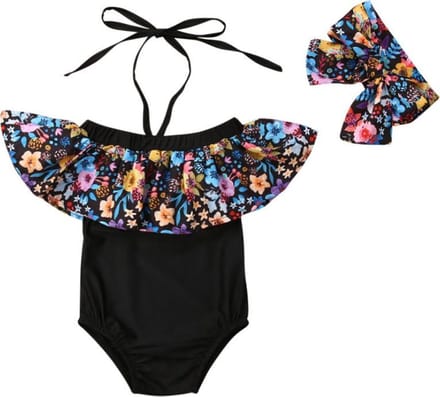 Badpak - Met Haarband - Bloemen - Maat 110