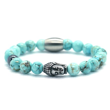 IbizaMen KIDS- jongens - armband - edelsteen - turkoois - 6mm - buddha RVS
