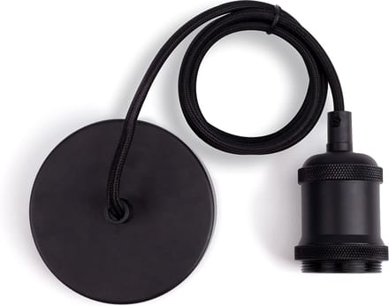 Integral pendel Ø10cm Zwart met 1.2m textielsnoer | E27 | Max 1x 100W exclusief
