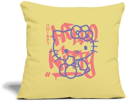 Hello Kitty Met Graffiti-Stijl Lettertype Sierkussenhoes, 45 x 45 cm