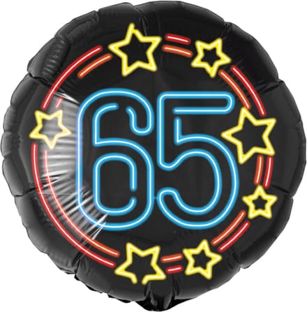Folieballon - 65 jaar - Neon - 46cm - Zonder vulling