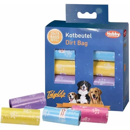 Nobby TidyUp hondenpoepzakjes met pootprint, grootverpakking, 20 rollen