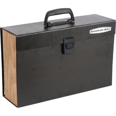 Bankers Box Aktetas met Harmonicamap – 19 Vakken – Document Organizer A4 – Met Handgreep & Sluiting – Zwart/Blauw