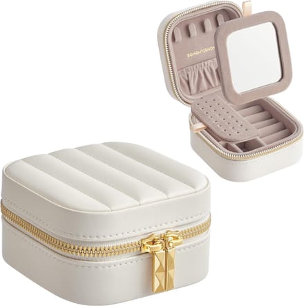 MIRA Home - Sieraaddoos - Leer - Wit - 10.5x10.5x6