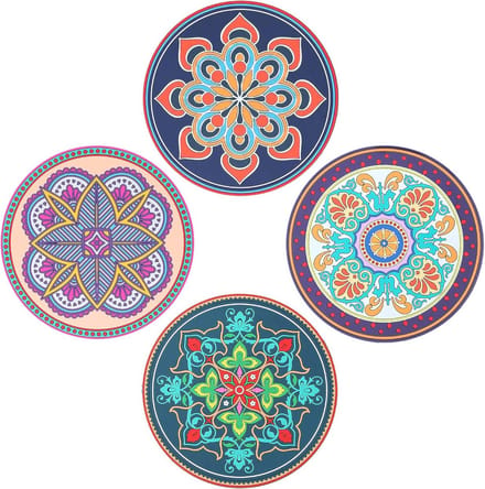 Cuhostki 4pcs Eco-Friendly Heat-Resistant Silicone Trivets - Vintage Design - Foldable