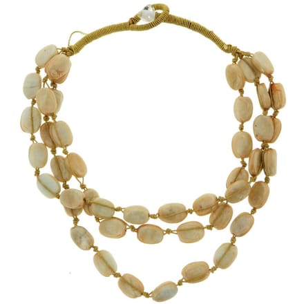 Behave - Crème Ketting - Keramieke Kralen - 47 cm - Verfijnde Stijl