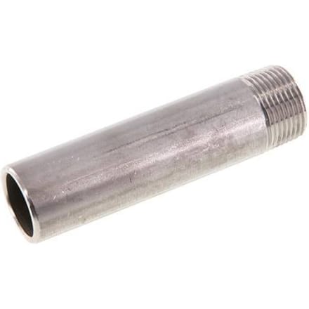 R 3/4'' Buitendraad x 26.9mm RVS Pijpnippel met Las uiteinde 20 Bar DIN 2982 - 100mm