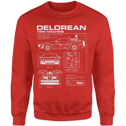 Back To The Future Delorean Schematic Sweatshirt - Red - M