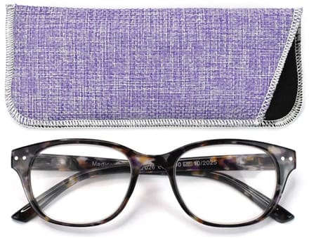 Lilly&June Trendy Lichtgewicht Leesbril Bruin gemelleerd met Lila accenten. Sterkte +2