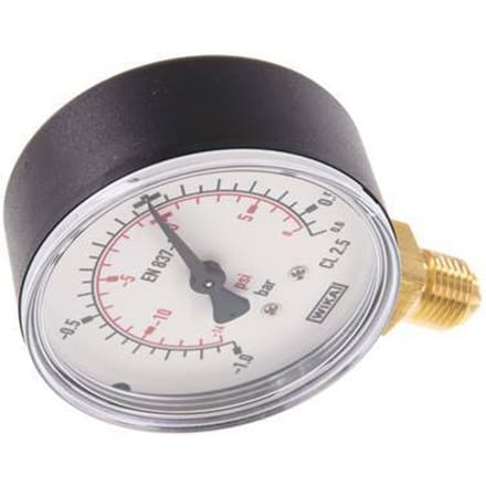 1..0.6 Bar Manometer Onderaansluiting Kunststof/Messing 63 mm Klasse 2.5