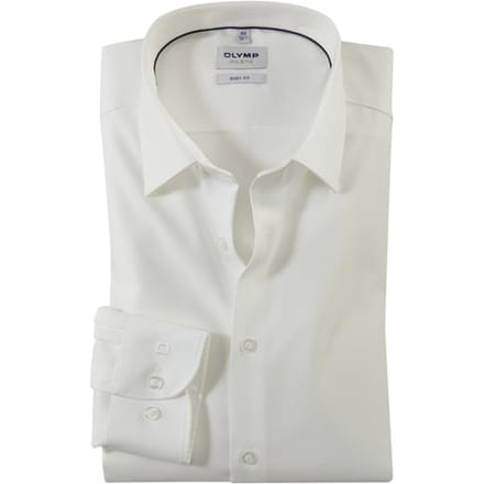 OLYMP Level 5 body fit overhemd - off white twill - Strijkvriendelijk - Boordmaat: 41
