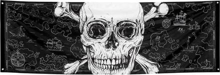 Piraten spandoek met doodshoofd - 74x220cm