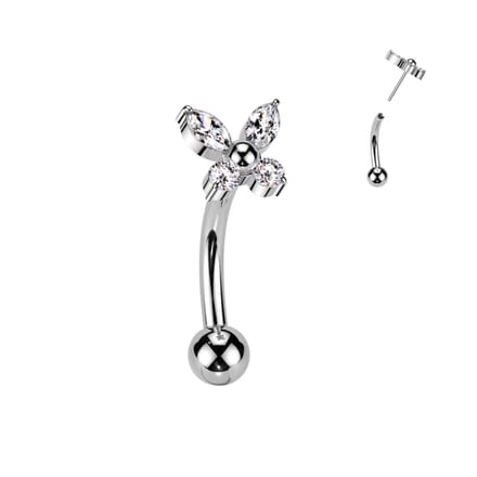 Piercing titanium curved vlinder 1.2x8 - zilver - LMPiercings