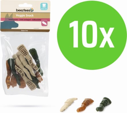 Beeztees Veggie Tandpasta Mix - hondensnack - 7,5 cm - 12 Stuks - 10 zakken