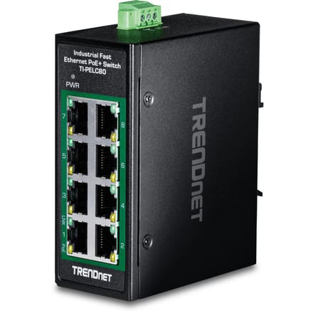 TRENDnet TI-PELC80 - Version V1.xR - switch - industrial mini - 8 ports - TAA Compliant