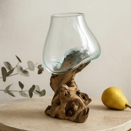 Gesmolten glas op hout - middelgrote kom