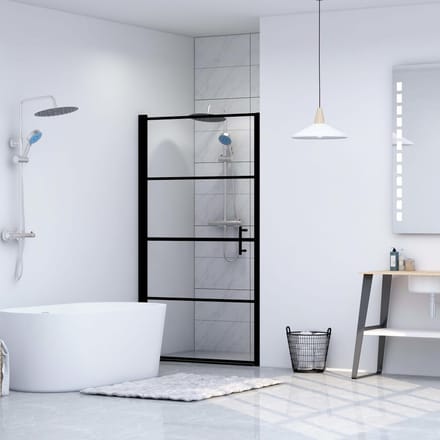 vidaXL - Douchedeur - 100x178 - cm - gehard - glas - zwart