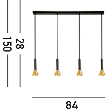Searchlight Hanglamp Signal, lengte 84 cm, zwart/goudkleurig, metaal