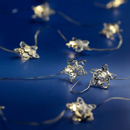 Micro LED string met zilveren sterren - 190 cm lang - 20 LED's