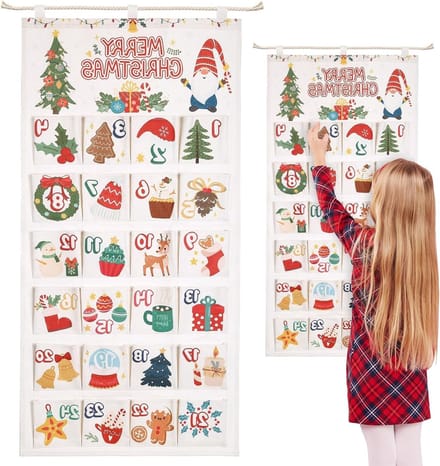 24 Compartimenten Adventskalender voor Zelf In te Vullen, Decoratief Kerstdecor met Hangmogelijkheid