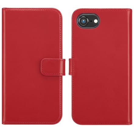 Selencia Hoesje - Geschikt voor Apple iPhone 17e / 16e - Echt Lederen Bookcase - Rood