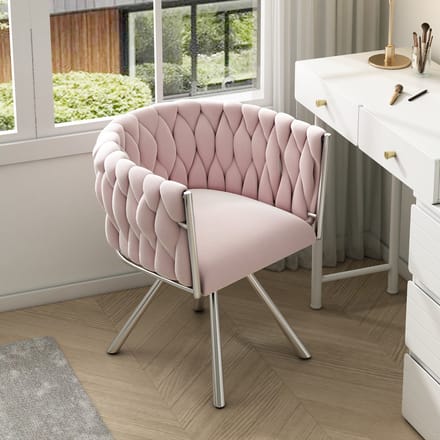 Sweiko Draaistoel - 1 st - Eetkamerstoel - Fluweel - Roze