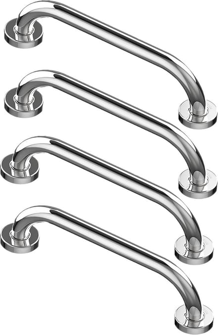 Set van 4 badkamer en douche veiligheidsbeugels 30 cm verchroomd RVS